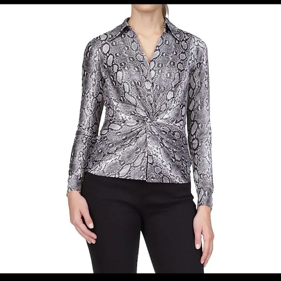 Michael Kors Tops - Michael‎ Kors Silver Long Sleeve Fitted Button Down Shirt​
